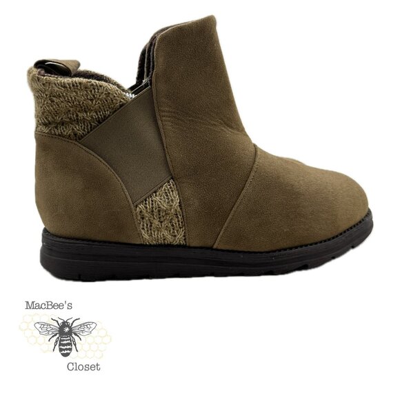 Muk Luks Womens Mila Boot Walnut Tan Suede Weather Resistant Ankle Boot 9W Fall - Picture 8 of 15
